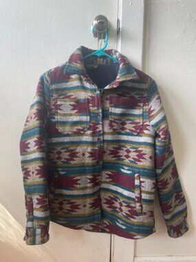 Women's printed jacket, fleece shacket, size XS